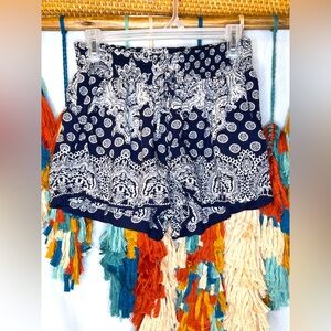 Patrons of Peace Rayon Paisley Navy and White Shorts Large